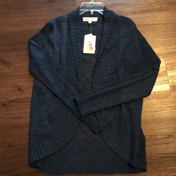 Pink Rose Sweaters - NWT Navy Pink Rose Open fronted cardigan, size S
